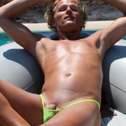 Men Triangle String - NeonGelb Transparent (Extra Small) -Aufreizende Bademode 495 2 men male string tanga neontransparent 2 1280x1280