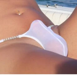 Men String Tanga - Transparent Mit Strass (Extra Small)