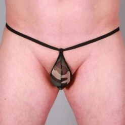 Men String Daring Teardrop - Camo Transparent