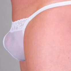 Men V-String Tanga - Spitze / Transparent Weiß -Aufreizende Bademode Men V String Spitze Weiss 04 1280x1280