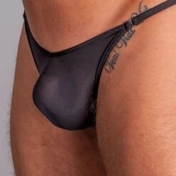 Men String Tanga - Schwarz Transparent